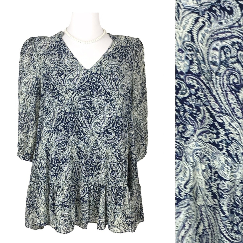 MELLODAY Blue and White Paisley Mini Dress